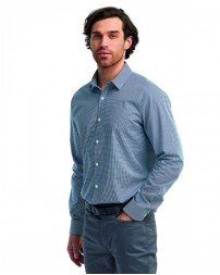 Artisan Collection by Reprime RP220 Men's Microcheck Gingham Long-Sleeve Cotton Shirt