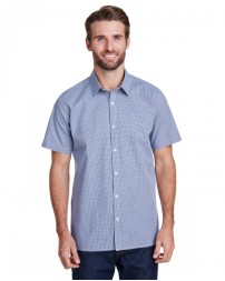 Artisan Collection by Reprime RP221 Mens Microcheck Gingham Short-Sleeve Cotton Shirt