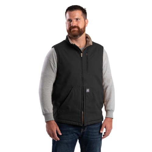 Berne V818 Men's Heartland Sherpa-Lined Washed Duck Vest